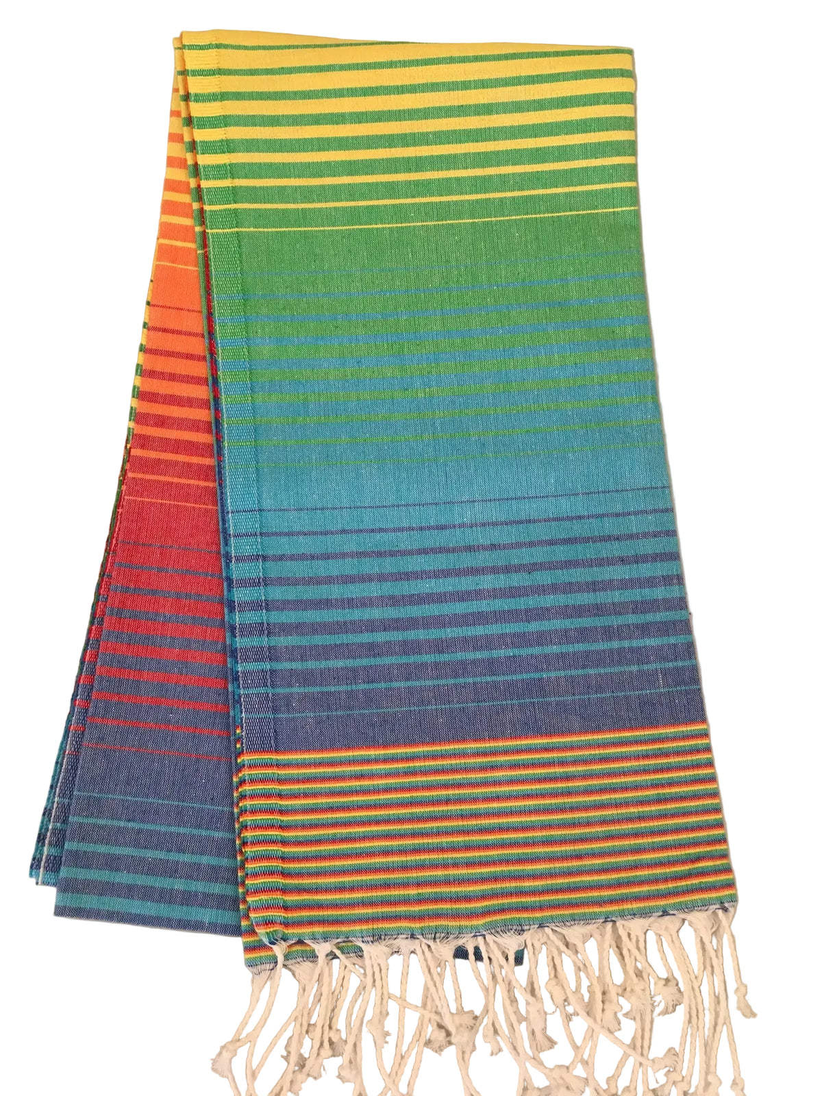 Kibyra peshtemal – vibrant multicolor striped Turkish towel in red, orange, yellow, green, blue and purple